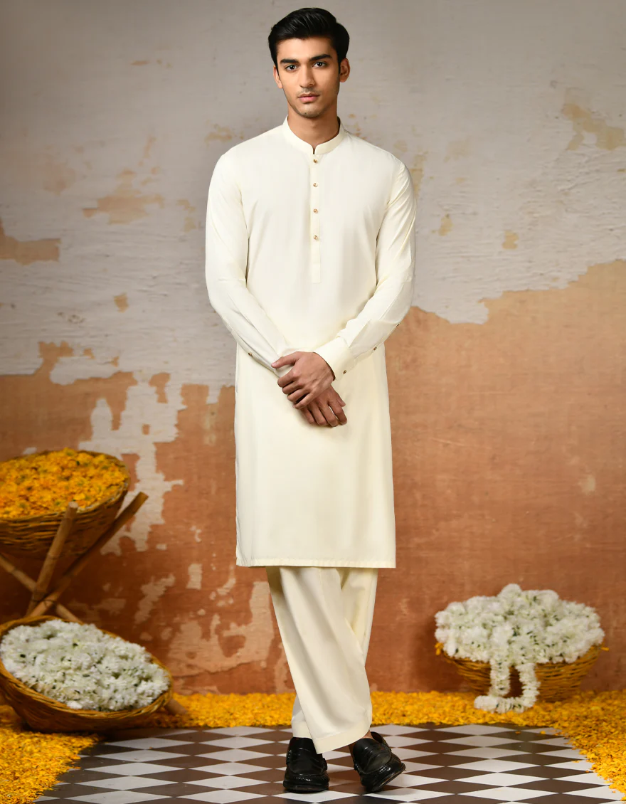 WHITE BLENDED KAMEEZ SHALWAR | JJKS-S-47174/S24/JJ9