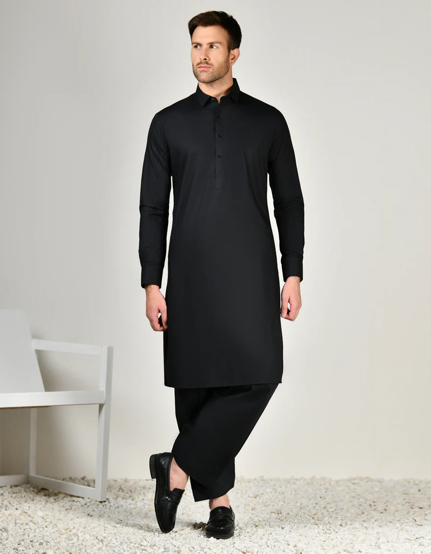 BLACK COTTON KAMEEZ SHALWAR | JJKS-S-47268/S24/JJ8776-PN