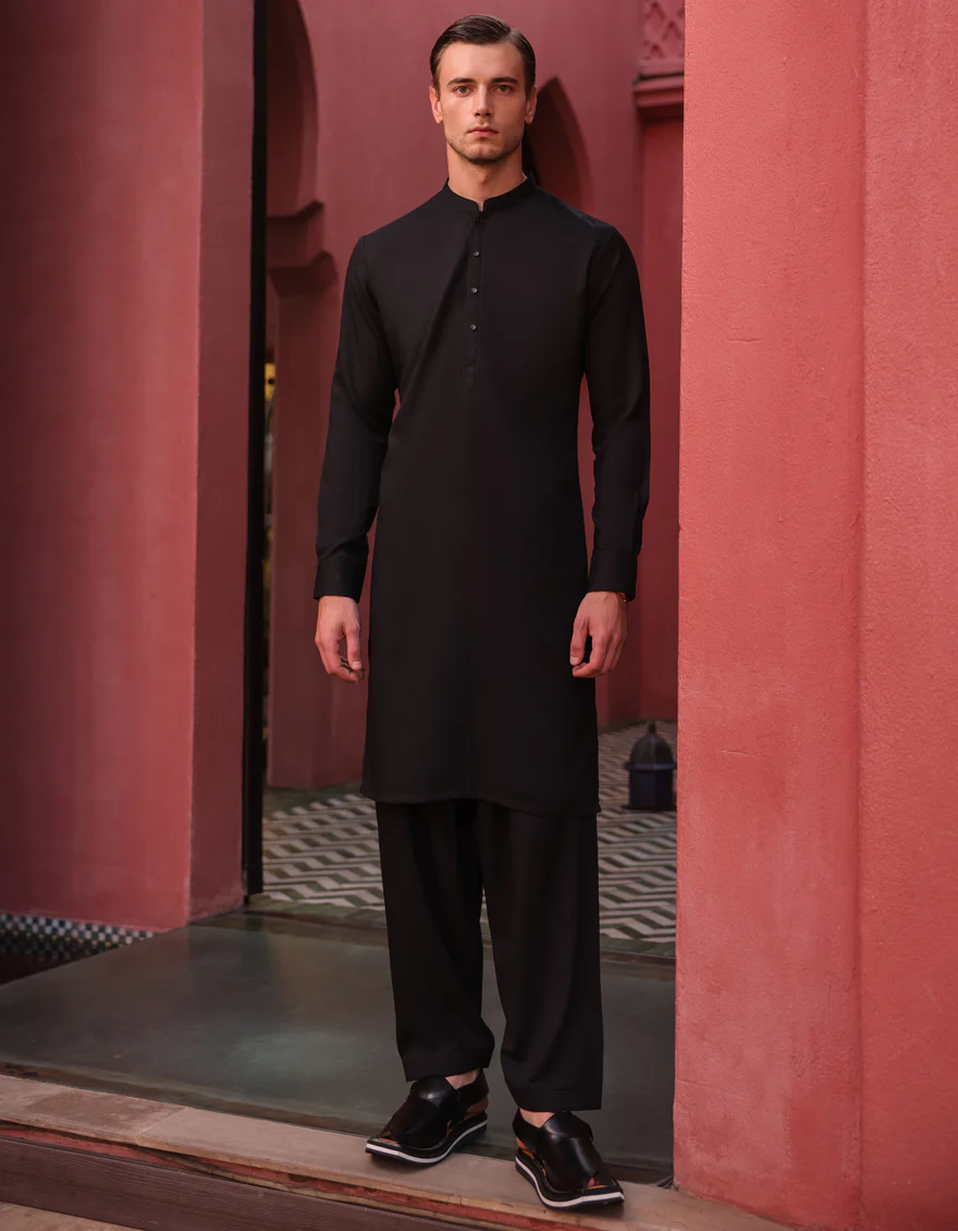BLACK BLENDED KAMEEZ SHALWAR | JJKS-S-90425/S24/JJ8889-SF