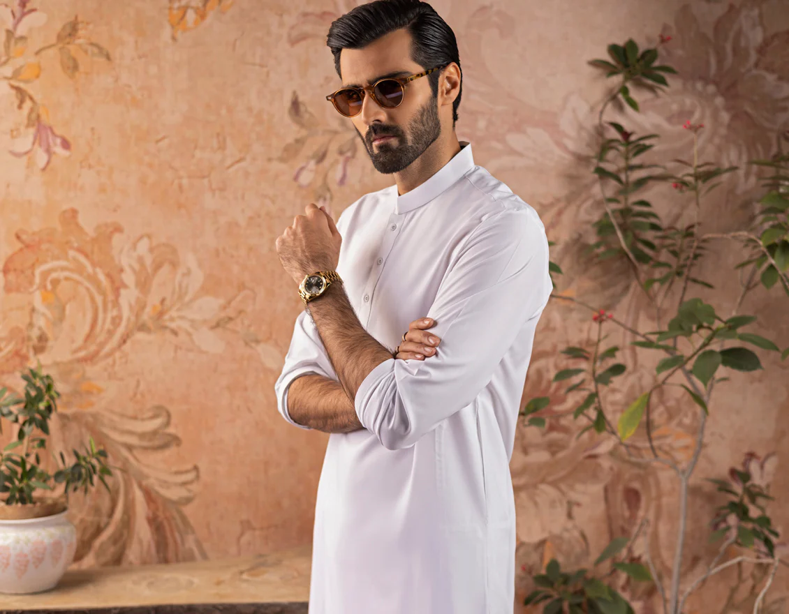 WHITE BLENDED KAMEEZ SHALWAR | JJKS-S-US-30728-R12-AP/S22/JJ7567-PN - Image 3