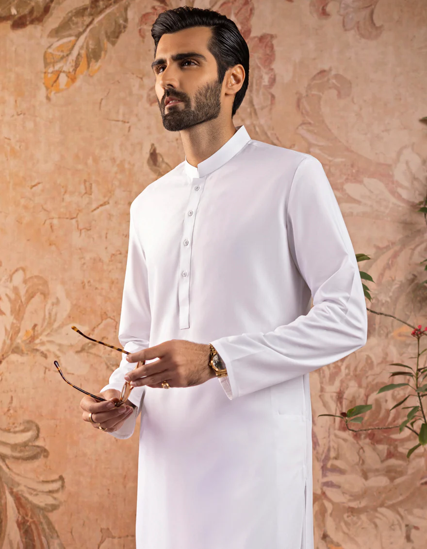 WHITE BLENDED KAMEEZ SHALWAR | JJKS-S-US-30728-R12-AP/S22/JJ7567-PN - Image 6
