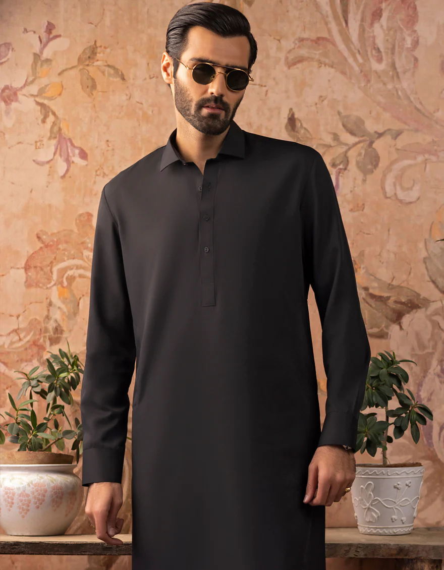 BLACK BLENDED KAMEEZ SHALWAR | JJKS-S-US-30729-R16-AP/S22/JJ7565-PN - Image 3