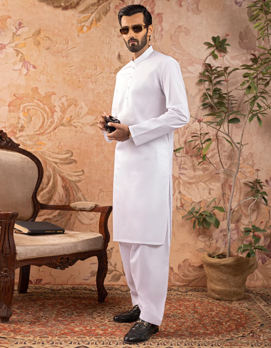 WHITE COTTON KAMEEZ SHALWAR | JJKS-S-US-30730-R11-AP/S22/JJ6922-PN