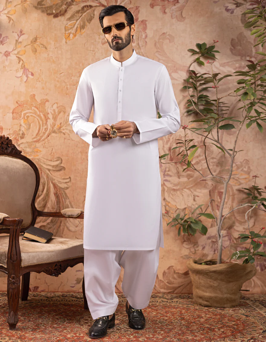 WHITE COTTON KAMEEZ SHALWAR | JJKS-S-US-30730-R12-AP/S22/JJ6922-PN