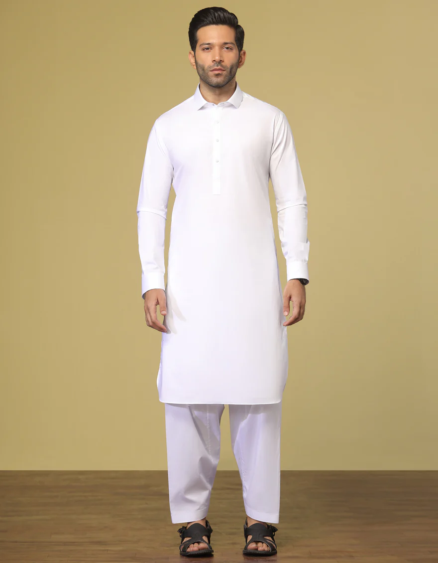 WHITE COTTON KAMEEZ SHALWAR | JJKS-S-US-30731-R11-AP/S22/JJ6922-PN
