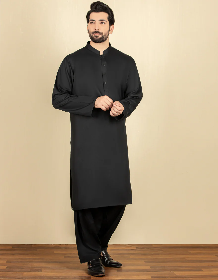 BLACK BLENDED KAMEEZ SHALWAR | JJKS-S-US-30778-R19-AP/S22/JJ7565-PN