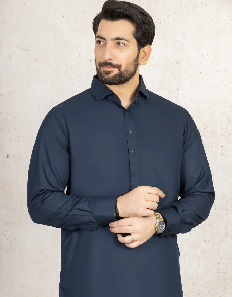 NAVY BLUE BLENDED KAMEEZ SHALWAR | JJKS-S-US-30779-R17-AP/S22/JJ7565-PN - Image 2