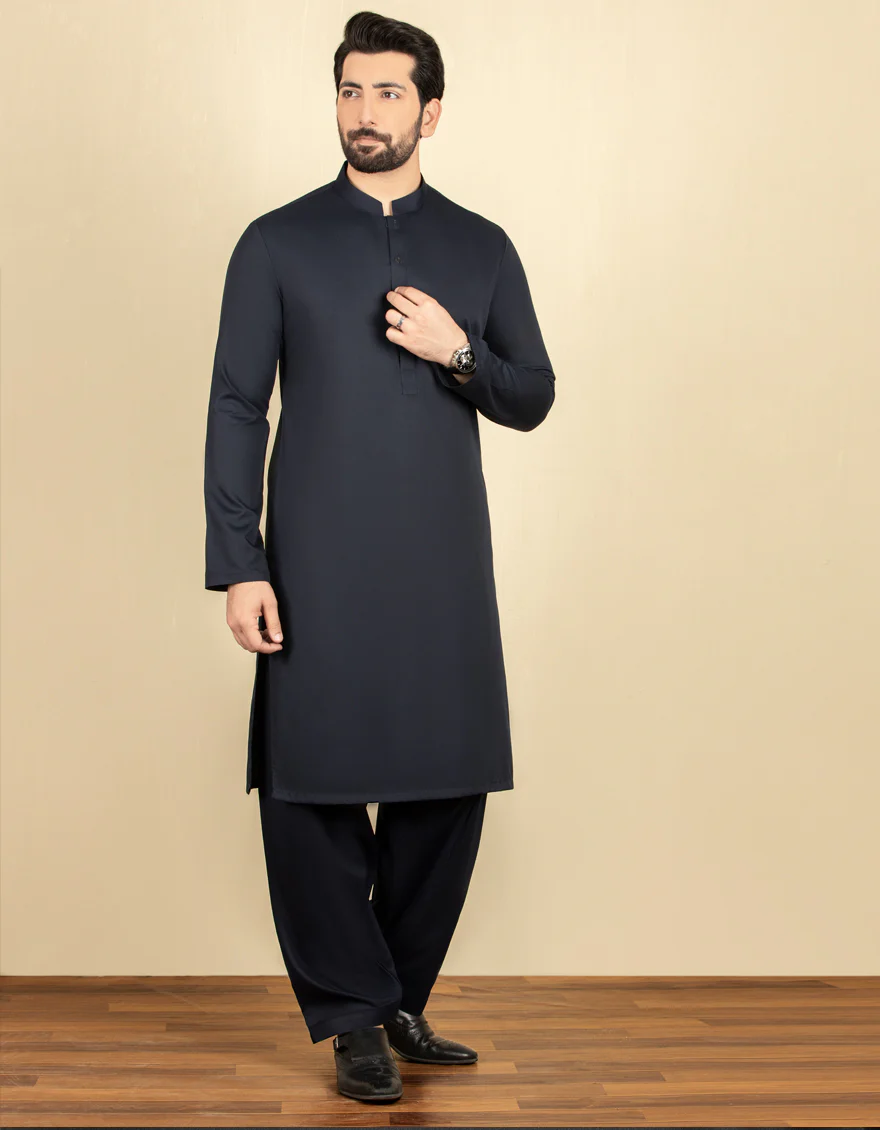 NAVY BLUE BLENDED KAMEEZ SHALWAR | JJKS-S-US-30780-R18-AP/S22/JJ7565-PN