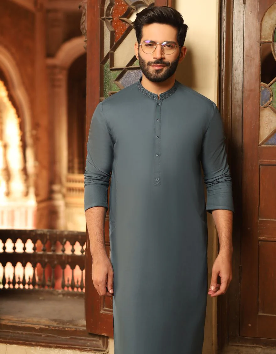DULL GREEN KAMEEZ SHALWAR | JJKS-S-US-32456/S21/JJ6877