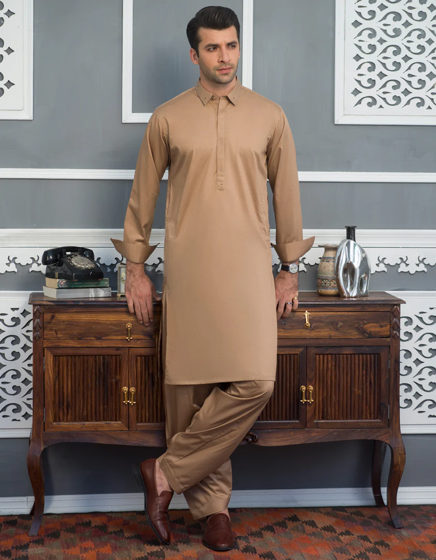 LIGHT BROWN KAMEEZ SHALWAR | JJKS-S-US-32490/S21/JJ6886-EX
