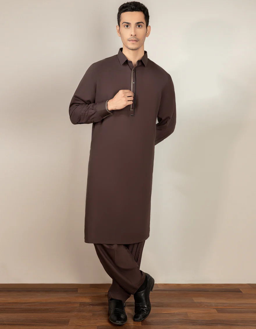 COFFEE BROWN BLENDED KAMEEZ SHALWAR | JJKS-S-US-32530/S22/JJ7527-CL