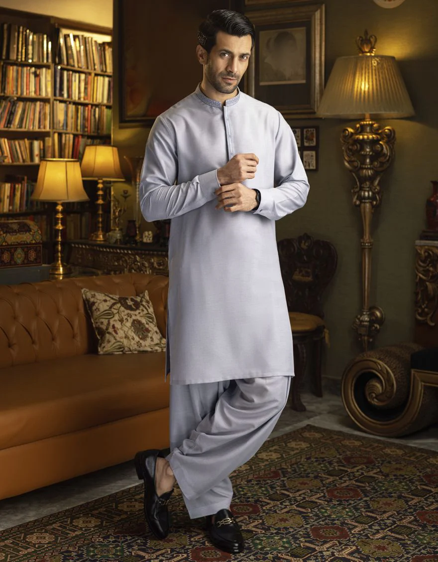 BLUEISH GREY KAMEEZ SHALWAR | JJKS-S-US-32532/S22/JJ7410-SF