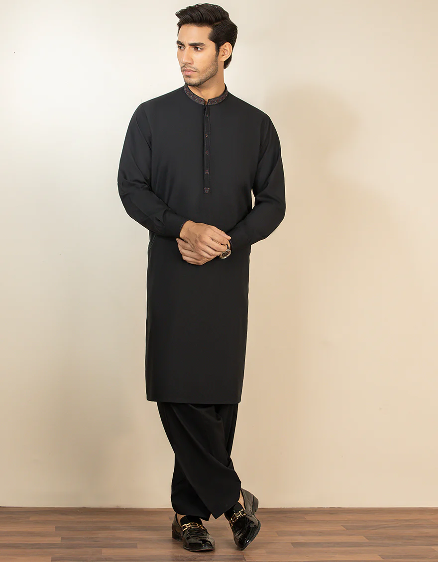 BLACK BLENDED KAMEEZ SHALWAR | JJKS-S-US-32543/S22/JJ7529-FL