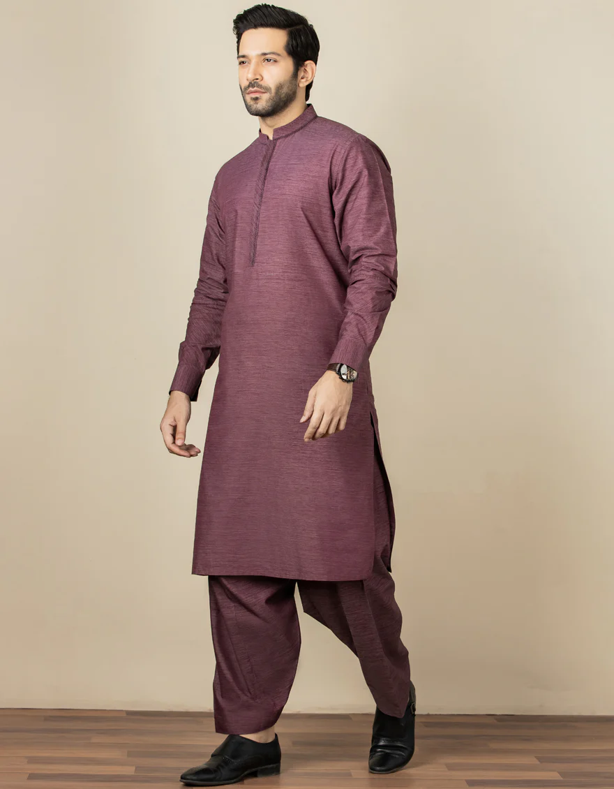 DARK PURPLE BLENDED KAMEEZ SHALWAR | JJKS-S-US-32545/S22/JJ7620-CL