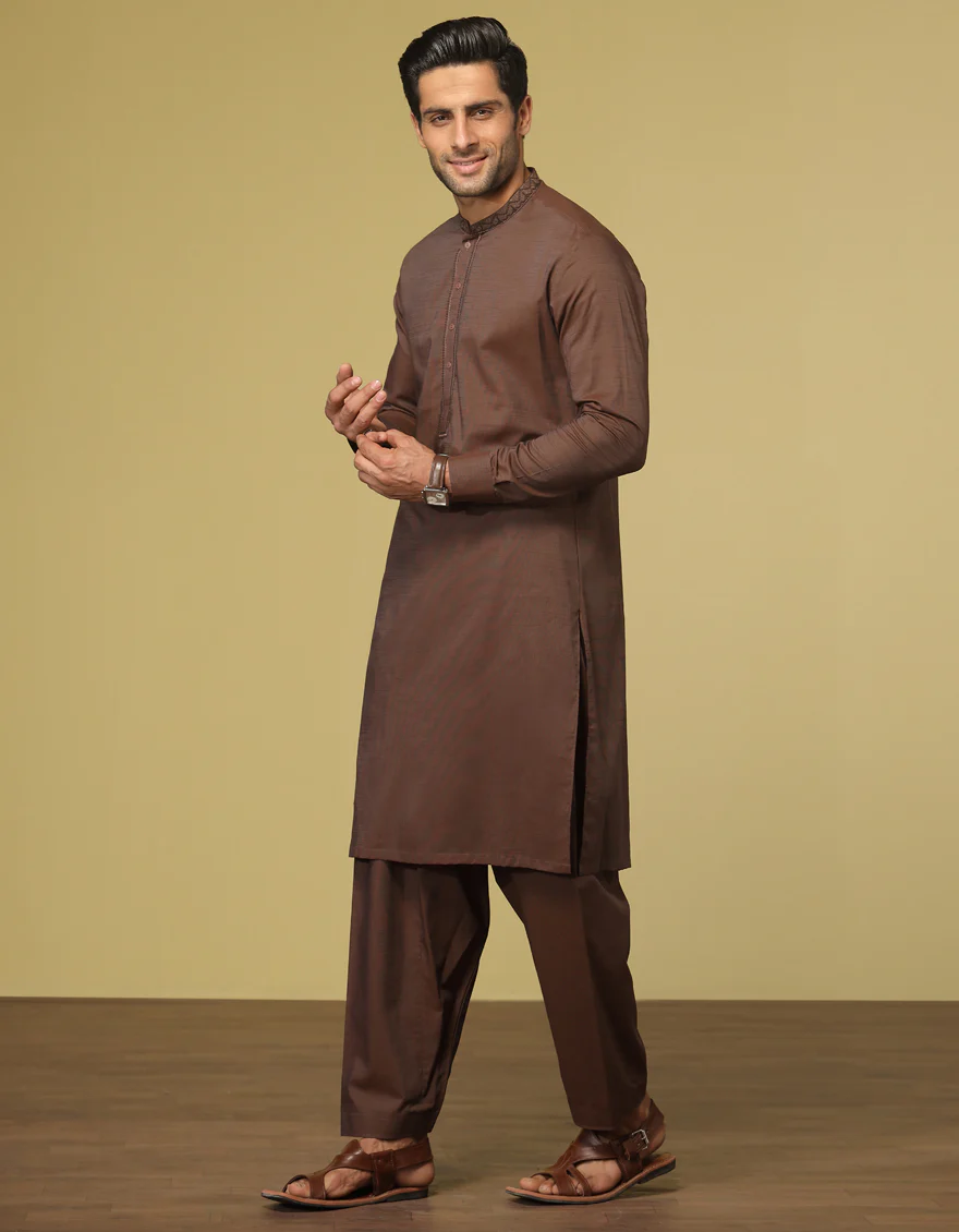 COFFEE BROWN COTTON KAMEEZ SHALWAR | JJKS-S-US-32594/S22/JJ7662-SF