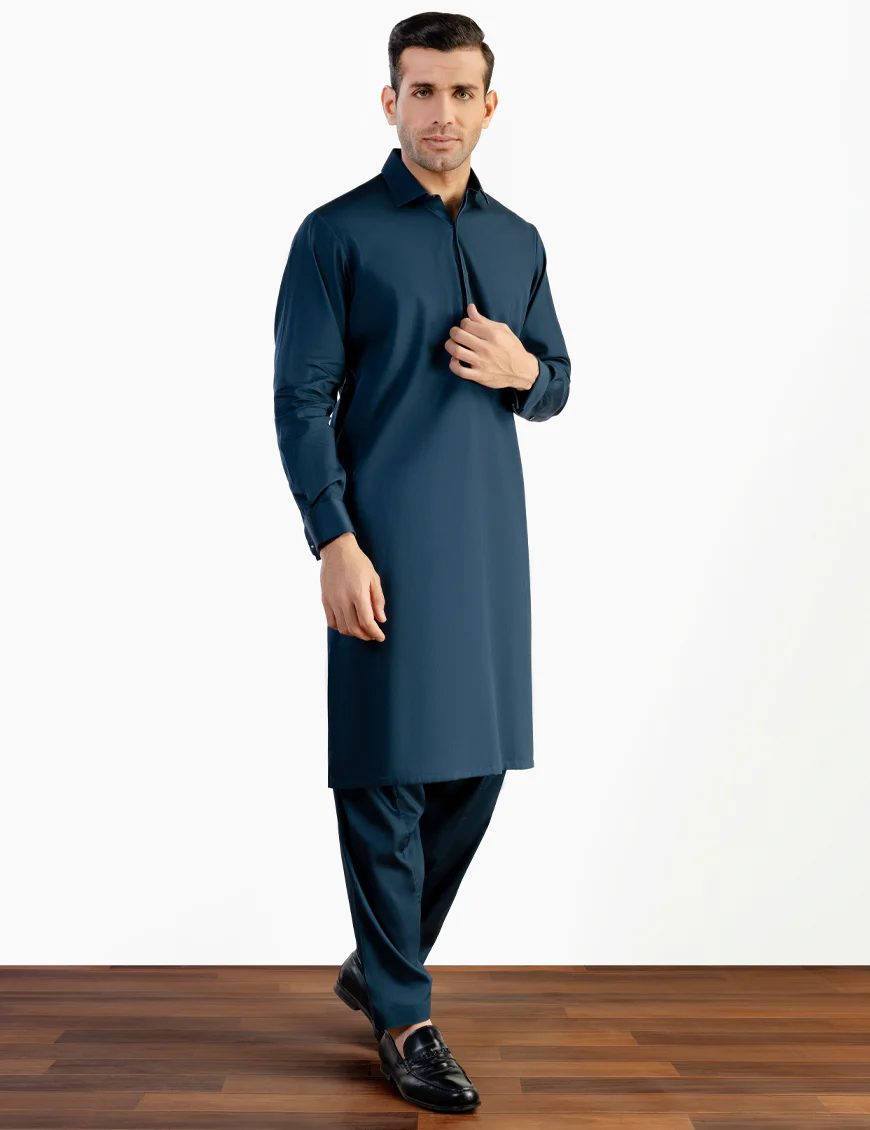 BLUE BLENDED KAMEEZ SHALWAR | JJKS-S-US-32692/S23/JJ8170-EX