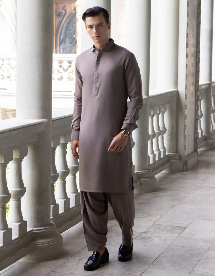 CHESTNUT BROWN BLENDED KAMEEZ SHALWAR | JJKS-S-US-32694/S23/JJ7669-CL
