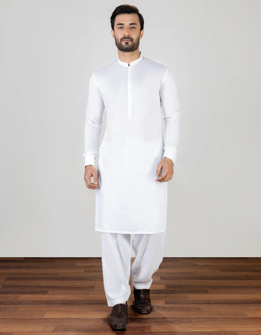 WHITE COTTON KAMEEZ SHALWAR | JJKS-S-US-32700/S23/JJ8770-EX