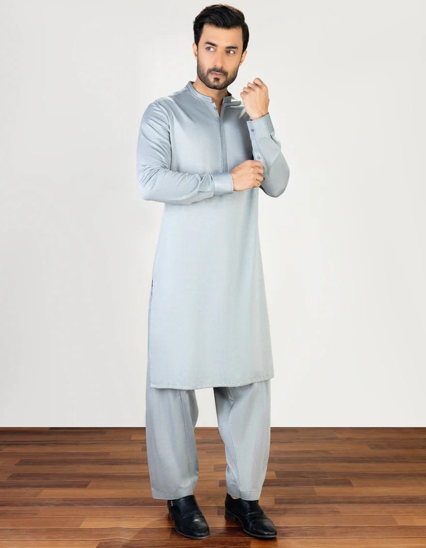LIGHT GREY COTTON KAMEEZ SHALWAR | JJKS-S-US-32705/S23/JJ8675-CL