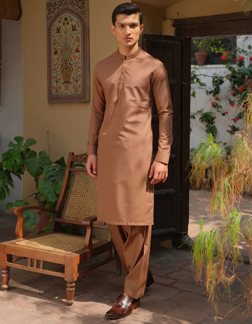 RUST BLENDED KAMEEZ SHALWAR | JJKS-S-US-34187/S22/JJ7619-CL