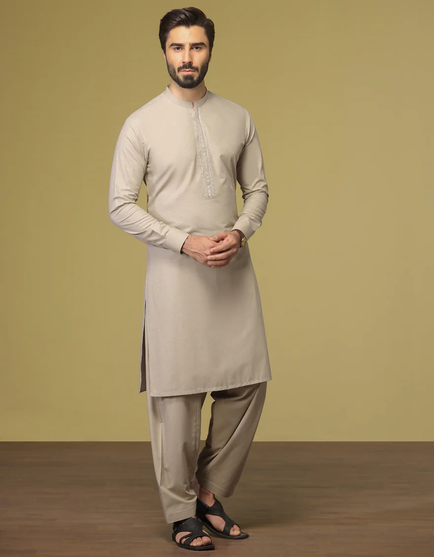 DUSTY BROWN BLENDED KAMEEZ SHALWAR | JJKS-S-US-34194/S22/JJ8238-SF