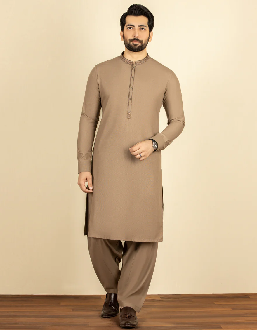 LIGHT BROWN BLENDED KAMEEZ SHALWAR | JJKS-S-US-34201/S22/JJ8236-FL