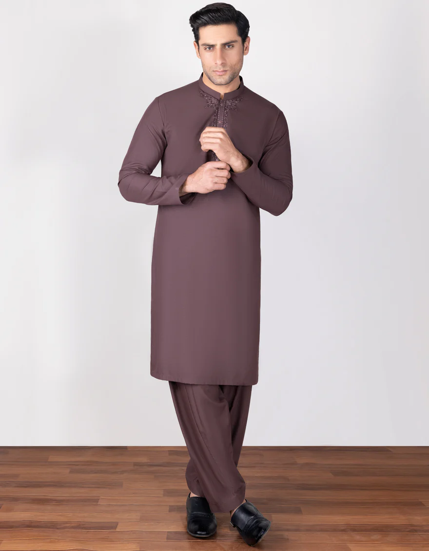 BROWN BLENDED KAMEEZ SHALWAR | JJKS-S-US-34299/S23/JJ8713-SF