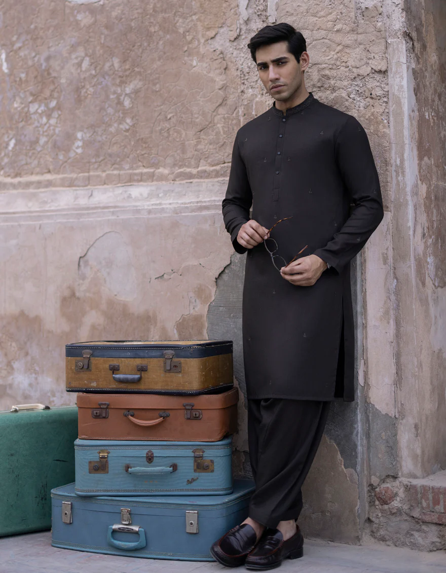 COFFEE BROWN BLENDED KAMEEZ SHALWAR | JJKS-S-US-34348/S23/JJ8710-FL