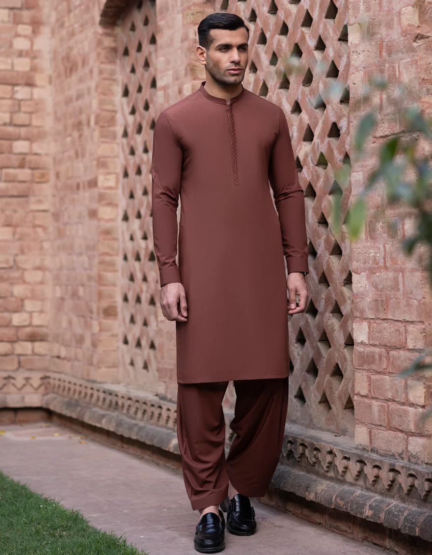 RUSTIC RED BLENDED KAMEEZ SHALWAR | JJKS-S-US-34364/S23/JJ8189-SF