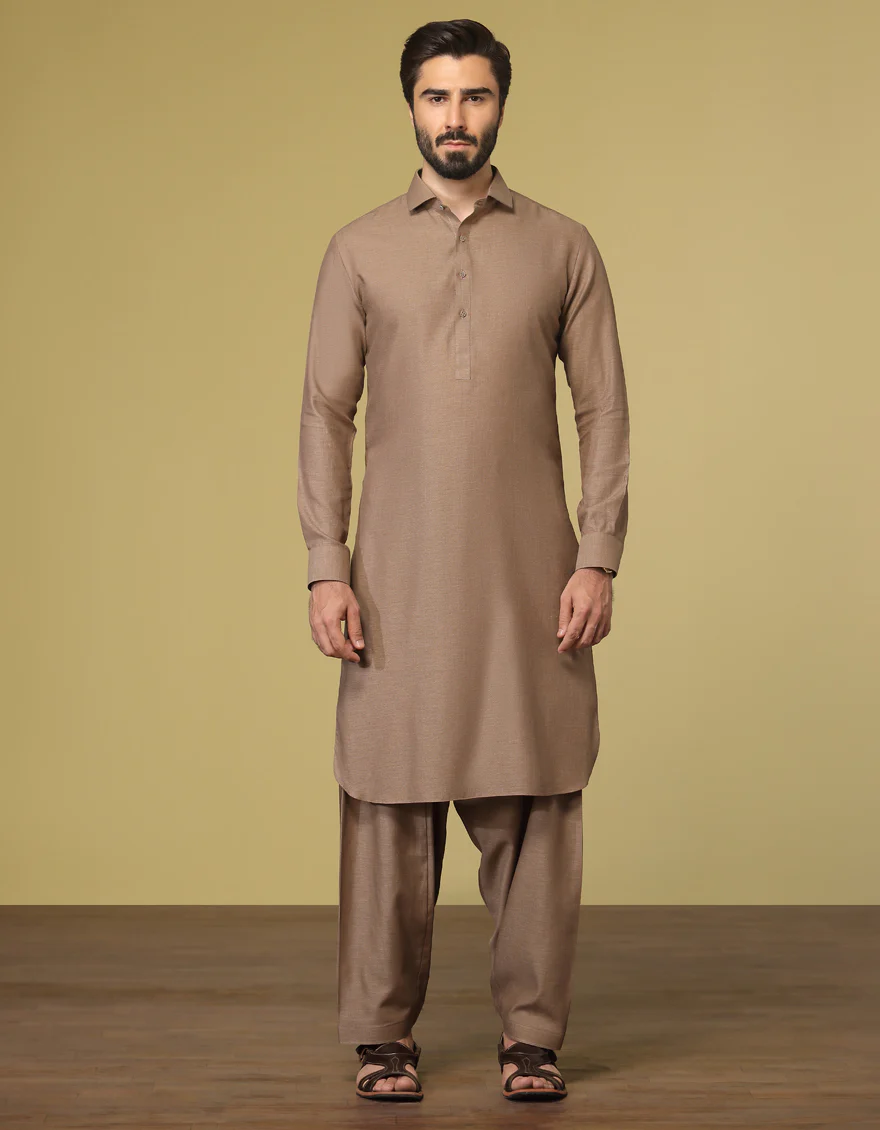 BEIGE BLENDED KAMEEZ SHALWAR | JJKS-S-US-36923/S22/JJ7639-PN