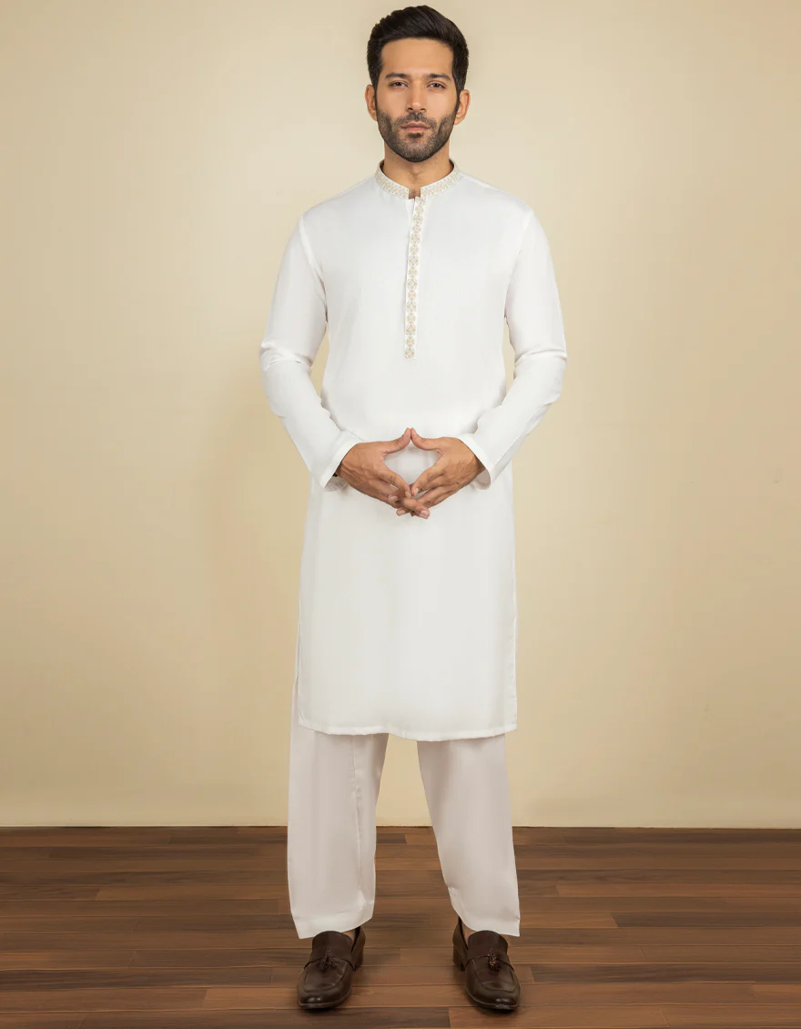 WHITE BLENDED KAMEEZ SHALWAR | JJKS-S-US-36939/S22/JJ7568-FL