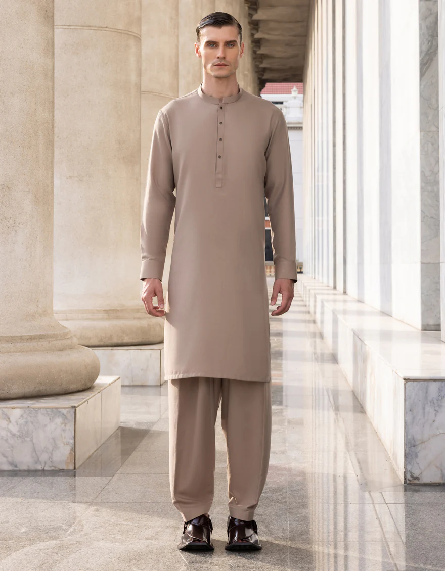 BEIGE BLENDED KAMEEZ SHALWAR | JJKS-S-US-36972/S23/JJ8631-PN