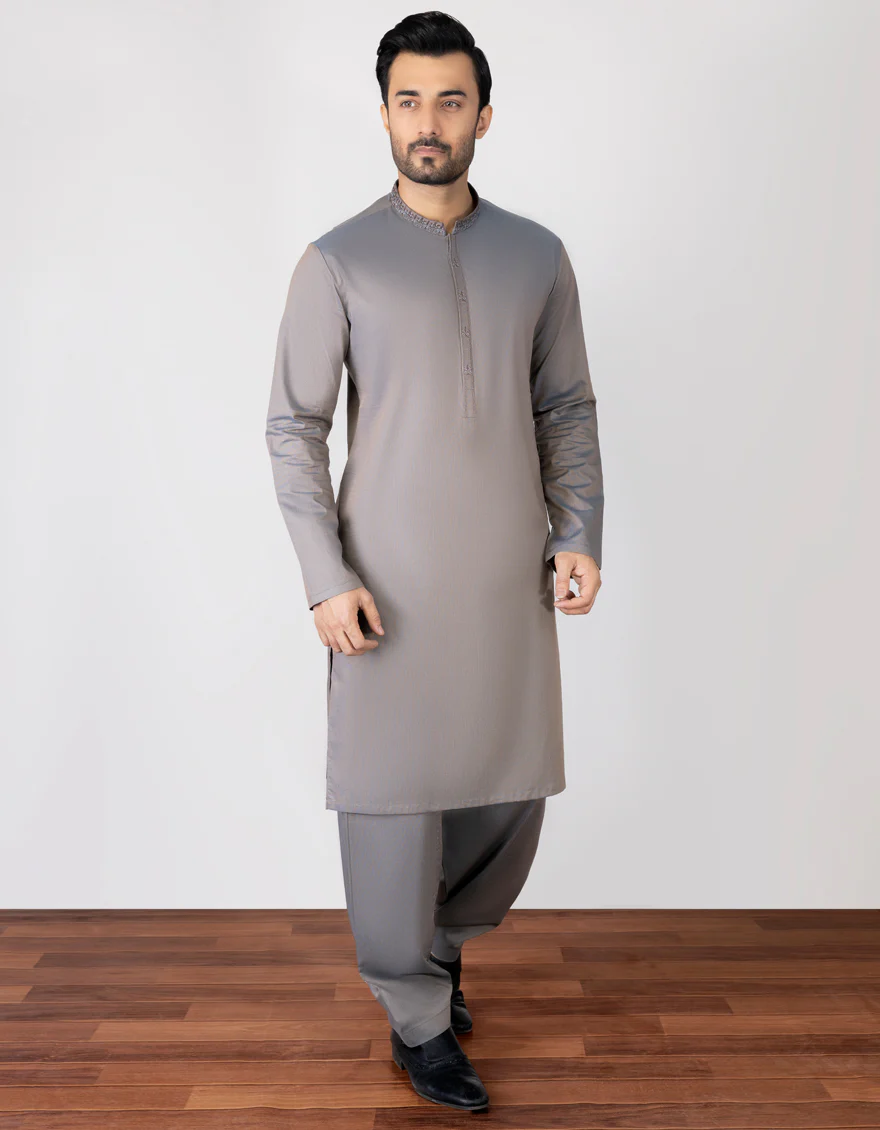 TWO TONE GREY COTTON KAMEEZ SHALWAR | JJKS-S-US-36984/S23/JJ8681-FL