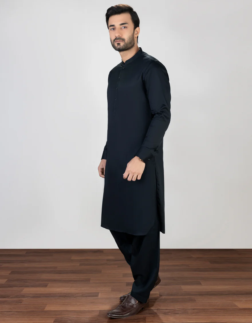 BLACK COTTON KAMEEZ SHALWAR | JJKS-S-US-37000/S23/JJ8170-PN