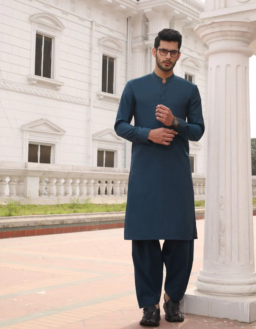 PURSSIAN BLUE KAMEEZ SHALWAR | JJKS-S-US-37405/S19/JJ6281