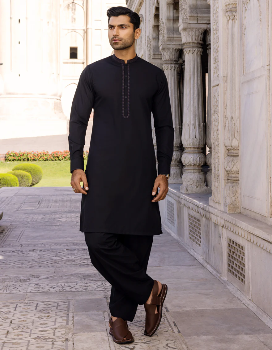BLACK BLENDED KAMEEZ SHALWAR | JJKS-S-US-37579/S22/JJ7528-SF