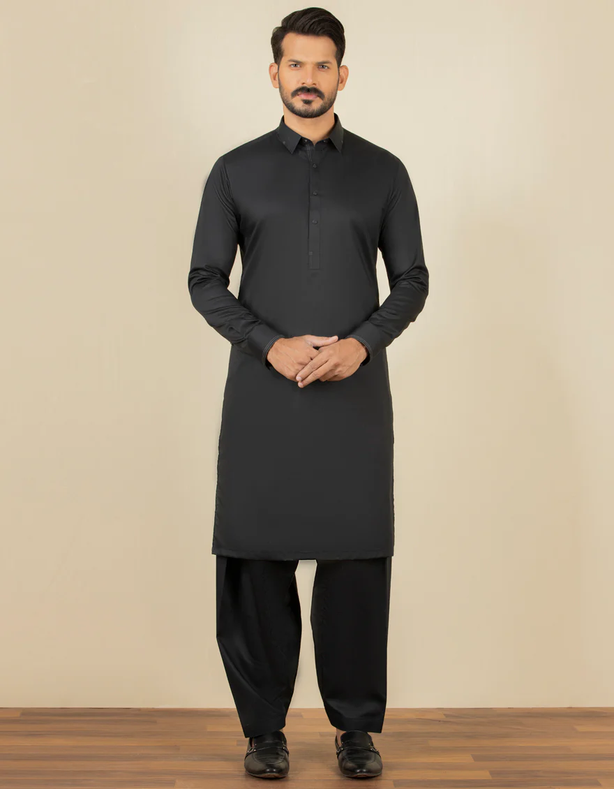 BLACK COTTON KAMEEZ SHALWAR | JJKS-S-US-37631/S22/JJ8171-EX