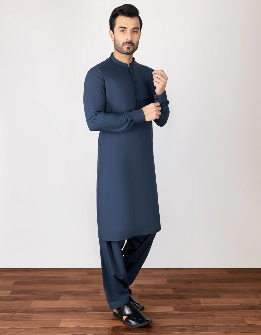 BLUE BLENDED KAMEEZ SHALWAR | JJKS-S-US-37681/S22/JJ8145-SF