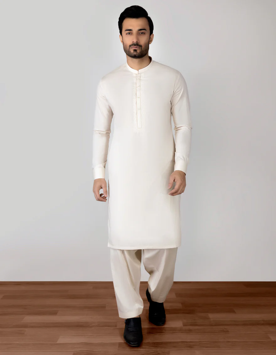 CREAM COTTON KAMEEZ SHALWAR | JJKS-S-US-37698/S23/JJ8804-SF