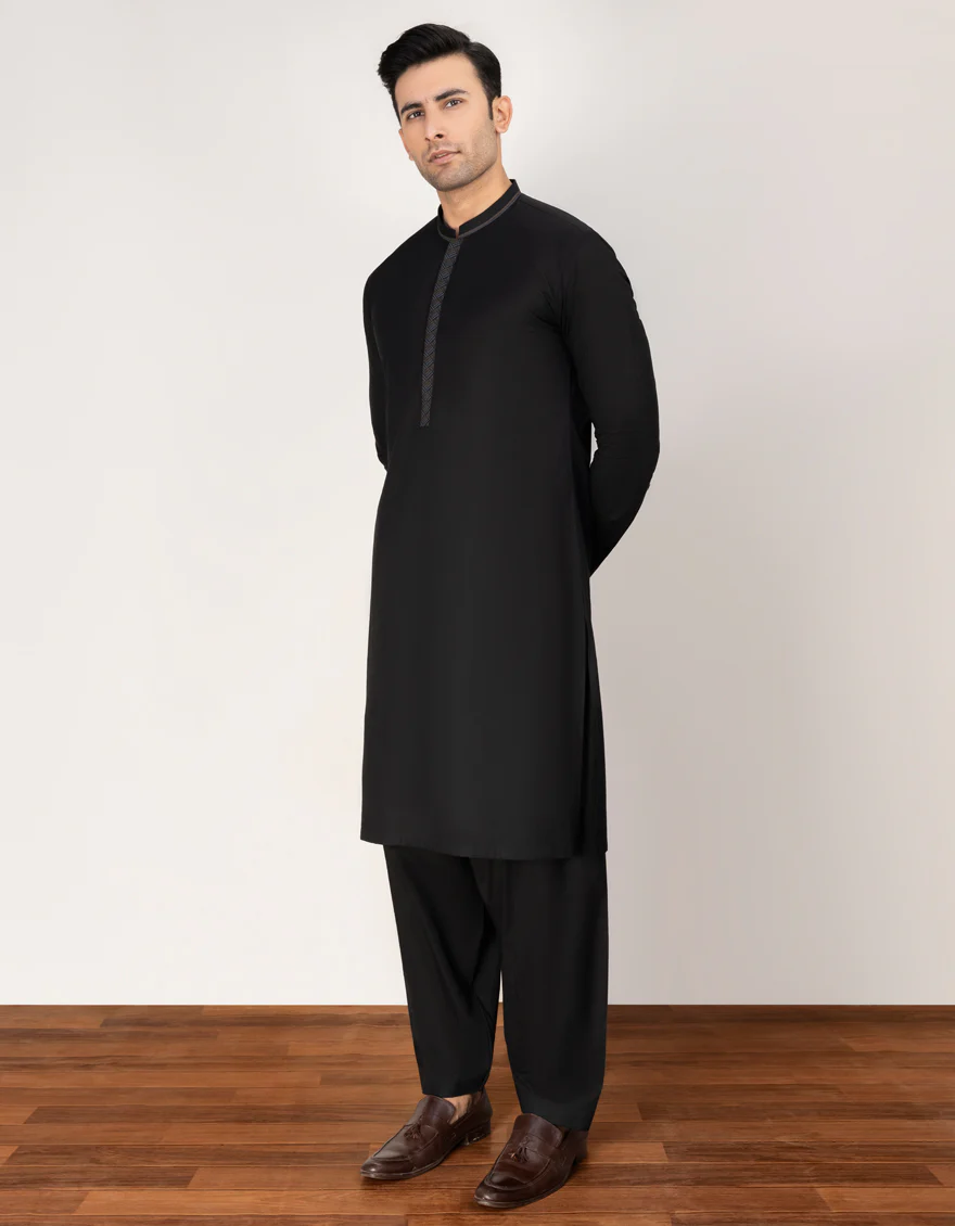 BLACK COTTON KAMEEZ SHALWAR | JJKS-S-US-37708/S23/JJ8293-SF
