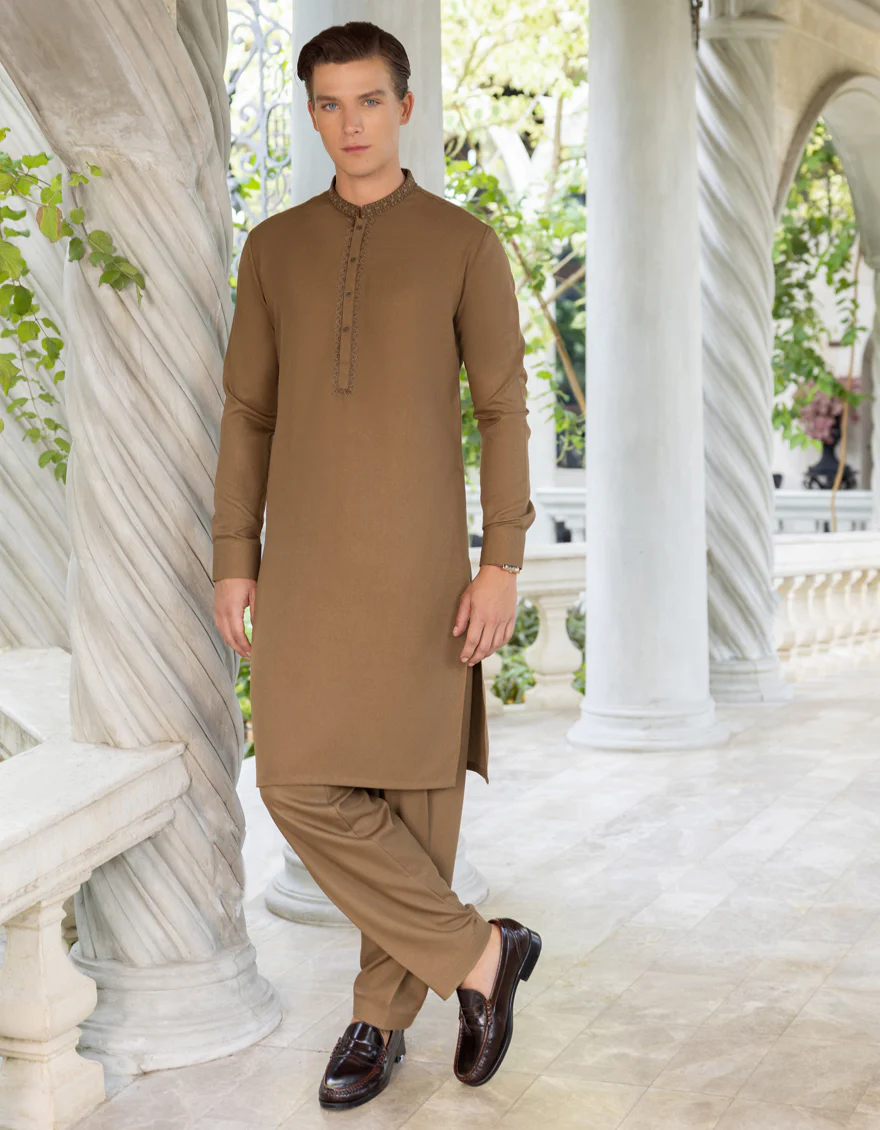 GOLDEN BROWN BLENDED KAMEEZ SHALWAR | JJKS-S-US-37718/S23/JJ8645-FL
