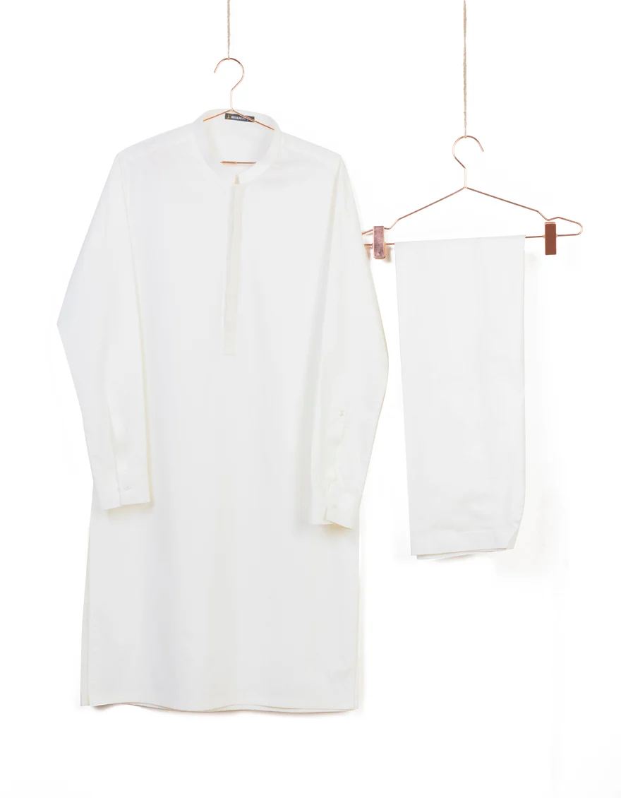 OFF WHITE COTTON KAMEEZ SHALWAR | JJKS-S-US-37751/S23/JJ9057-SF