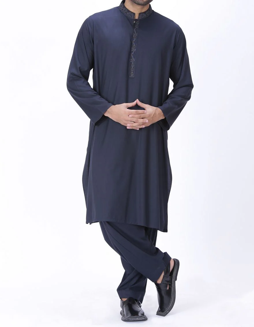 MID NT BLUE VISCOSE KAMEEZ SHALWAR | JJKS-S-US-38139/S18/JJ5344