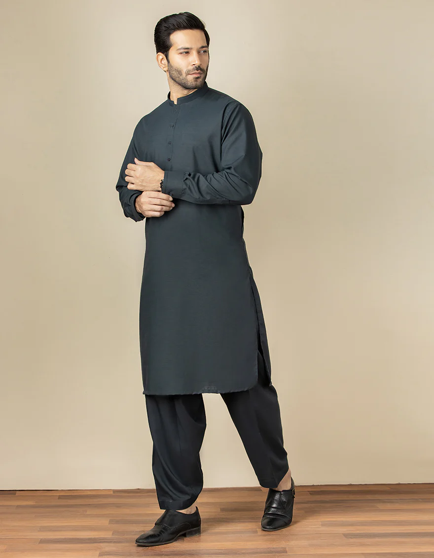 DEEP GREEN BLENDED KAMEEZ SHALWAR | JJKS-S-US-40261/S22/JJ7632-PN