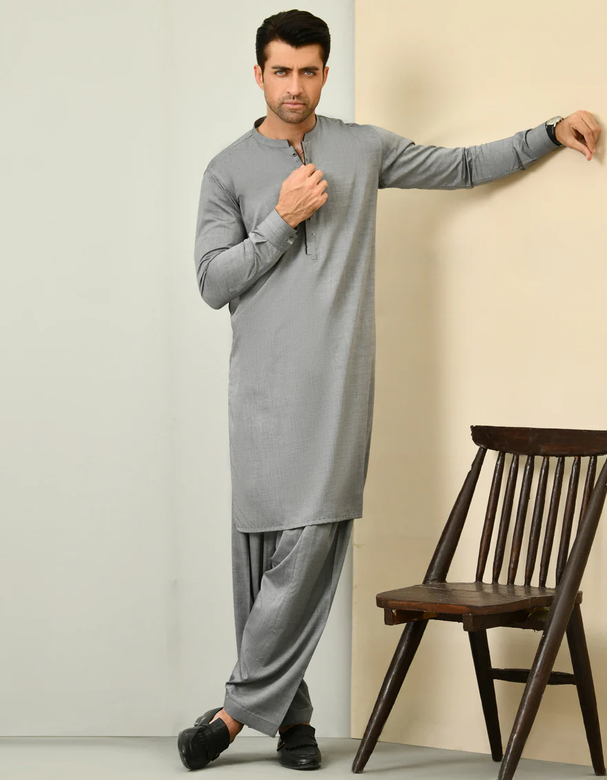 GREY BLENDED KAMEEZ SHALWAR | JJKS-US-42320/A22/JJ8183-CL