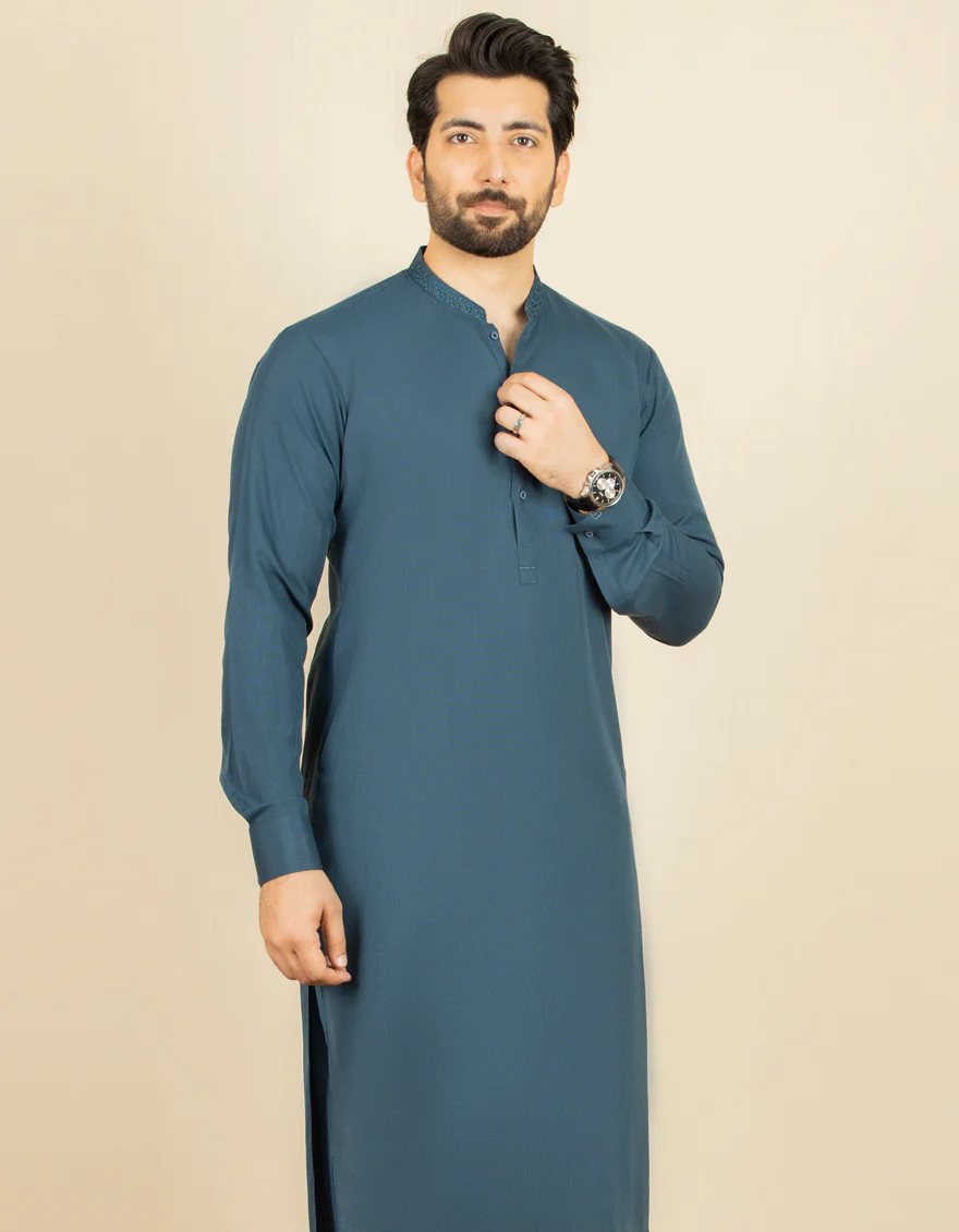 DEEP SEA BLUE KAMEEZ SHALWAR | JJKS-US-43124/A22/JJ8160-SF