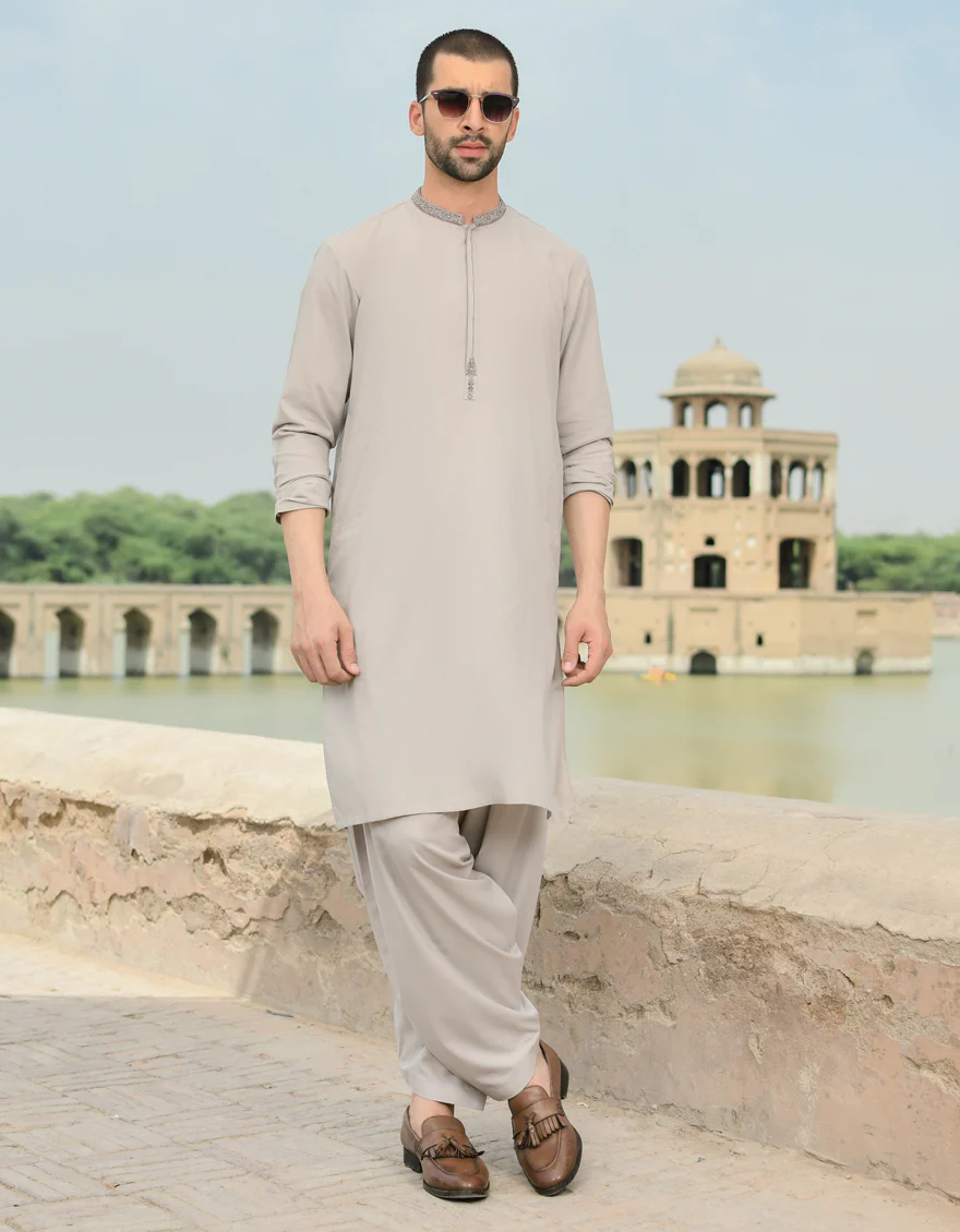 GREY CLOUD BLENDED KAMEEZ SHALWAR | JJKS-US-43139/A22/JJ8259-SF