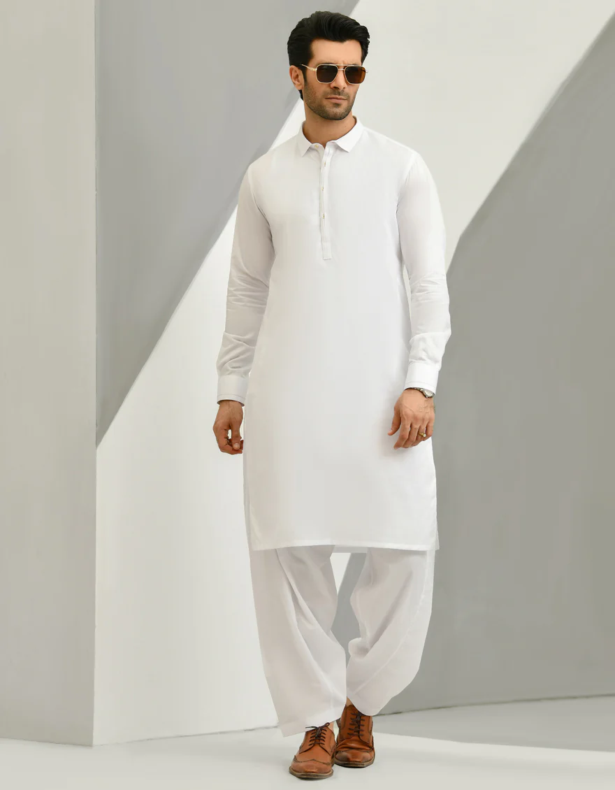 WHITE COTTON KAMEEZ SHALWAR | JJKS-US-43166/A22/JJ7544-CL