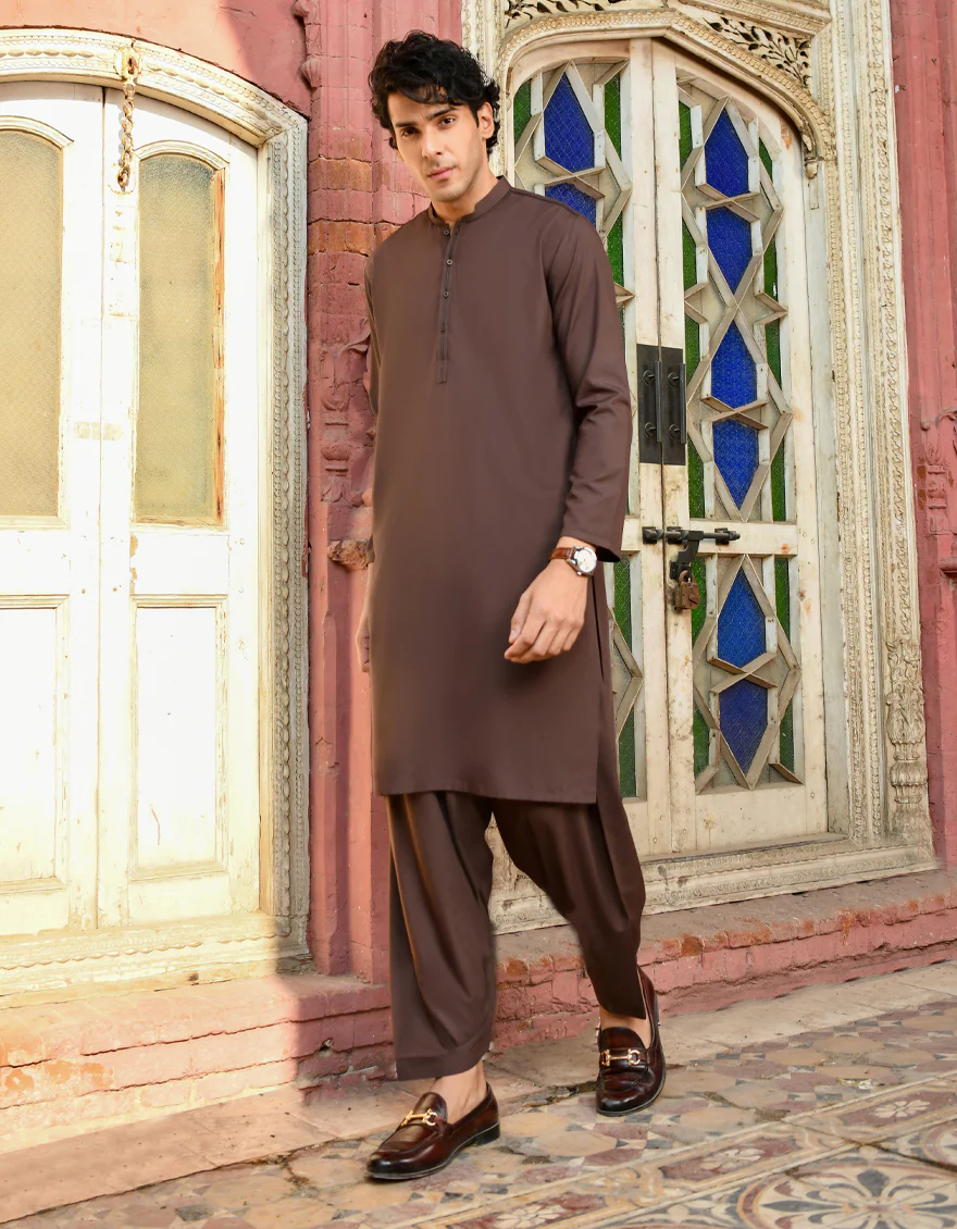 BROWN BLENDED KAMEEZ SHALWAR | JJKS-US-43251/A23/JJ8833-CL