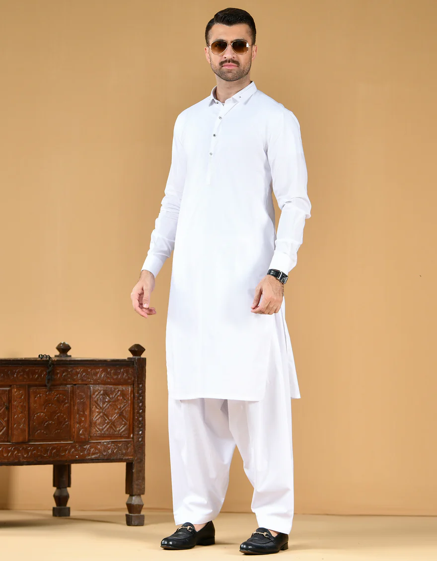 WHITE COTTON KAMEEZ SHALWAR | JJKS-US-44098/A22/JJ8207-CL